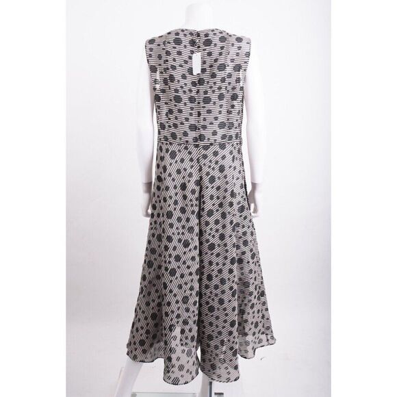 Akris Punto Womans Jacquard Dot Midi Dress Size 10 Black Polka Dot Organdy NWT - Picture 6 of 9